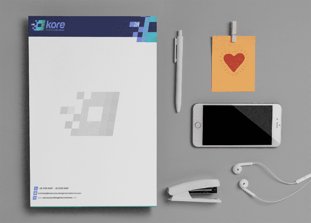 A4 Letterhead Mockup Featuring Office Supplies Over A Plain Background 27169 — graphic design by Logo Design Partner
