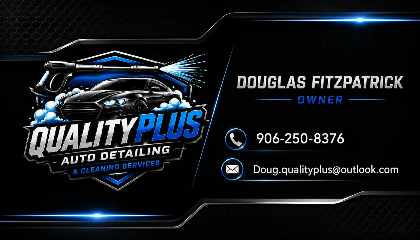 QualityPlus Auto Detailing Business Card, graphic design by Logo Design Partner