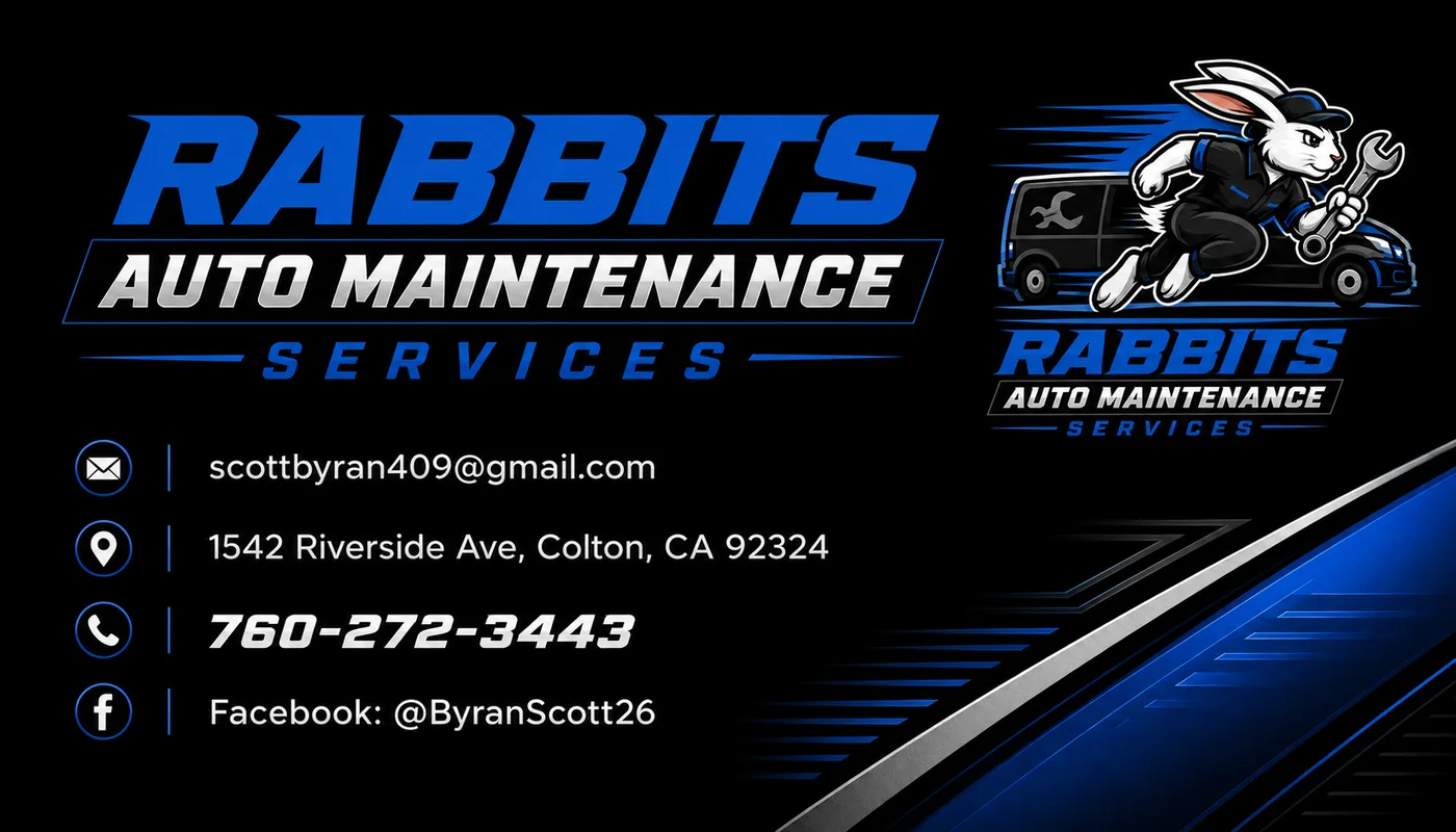 Rabbits Auto Maintenance Business Card, graphic design by Logo Design Partner