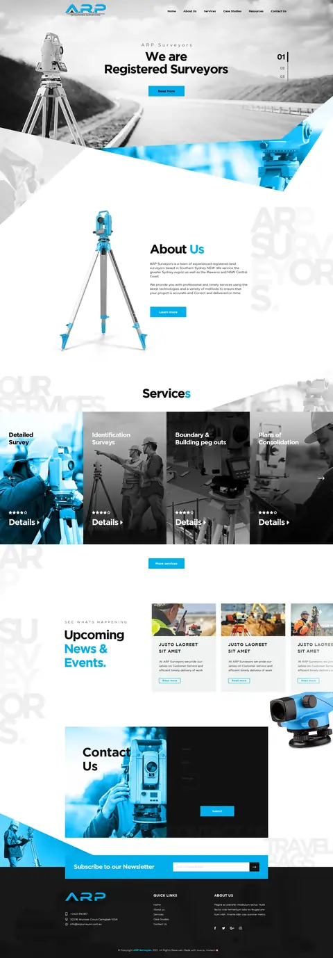 ARP Surveyors, website design by Logo Design Partner