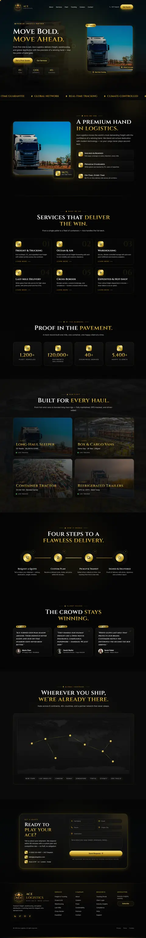 Ace Logistics, website design by Logo Design Partner