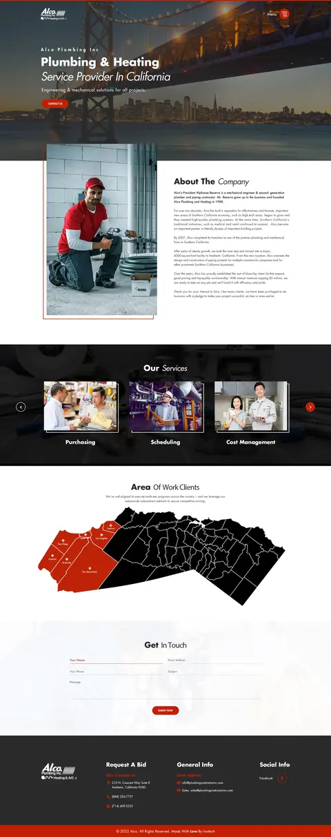 Alco Plumbing & Heating, website design by Logo Design Partner