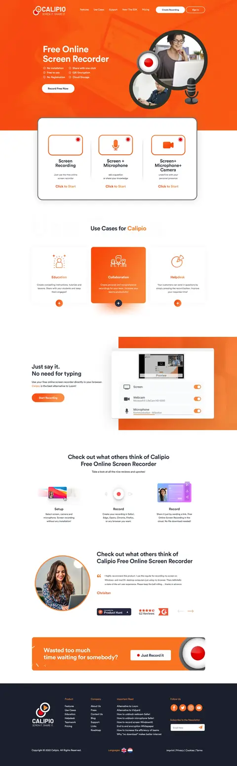 Calipio Screen Recording, website design by Logo Design Partner