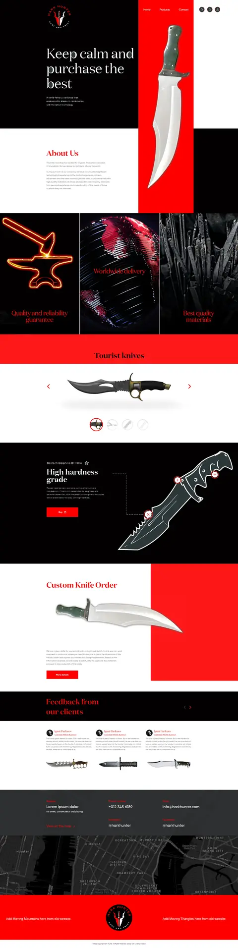 Hark Hunter Knives, website design by Logo Design Partner