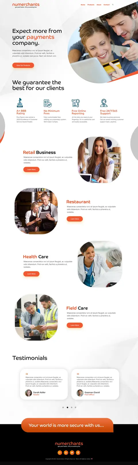Numerchants Financing, website design by Logo Design Partner