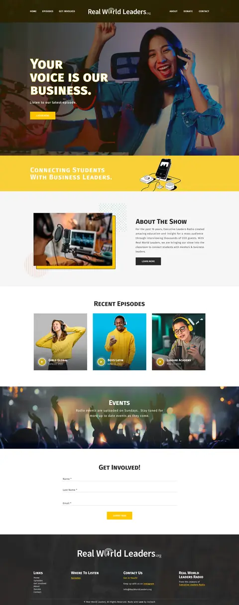 Real World Leaders Podcast, website design by Logo Design Partner