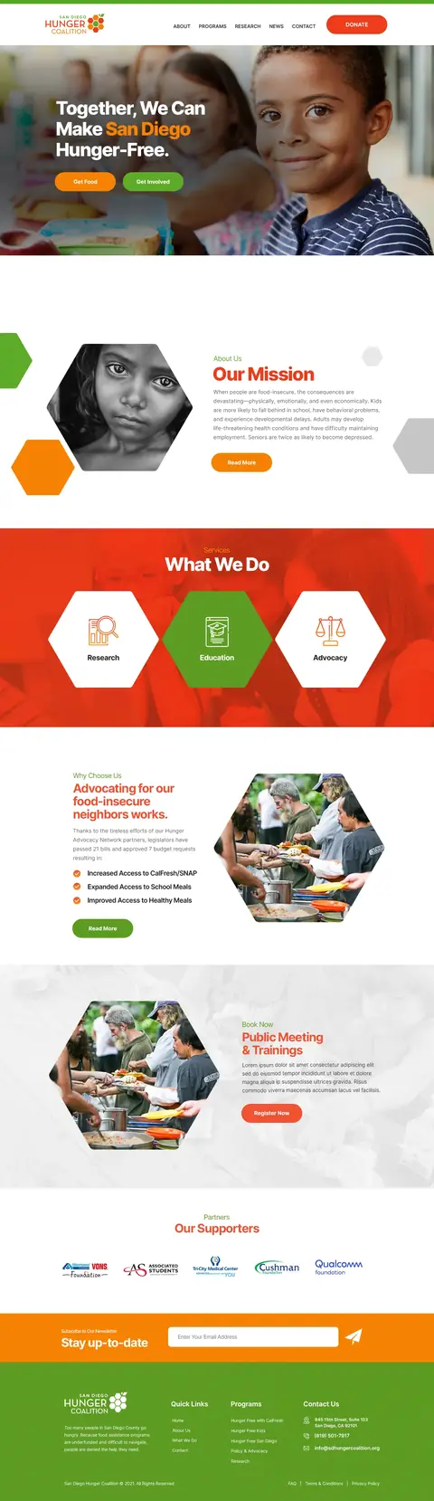 San Diego Hunger Coalition, website design by Logo Design Partner