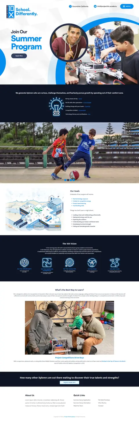 10X School, website design by Logo Design Partner