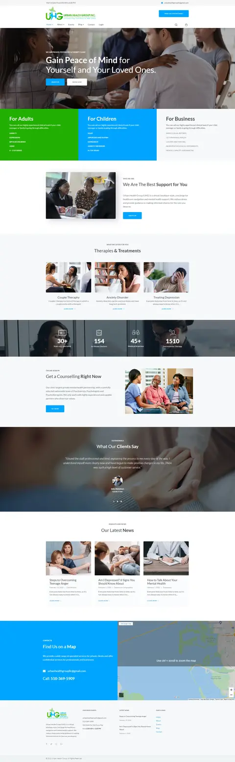 Urban Health Group, website design by Logo Design Partner
