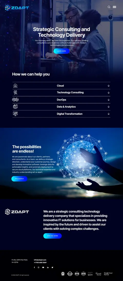ZDAPT Cloud, website design by Logo Design Partner