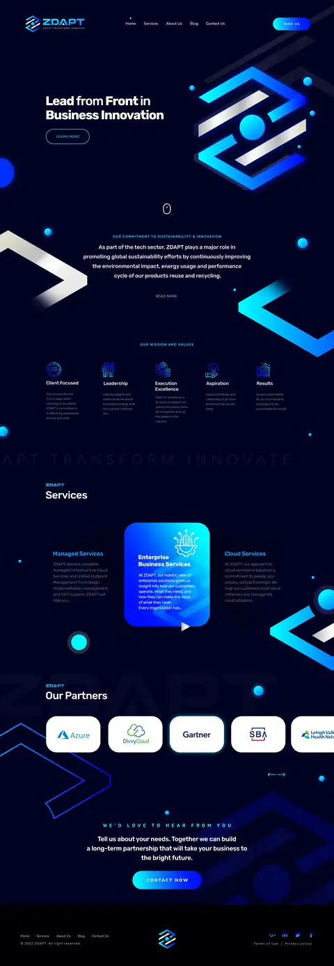 ZDAPT Cloud Services, website design by Logo Design Partner